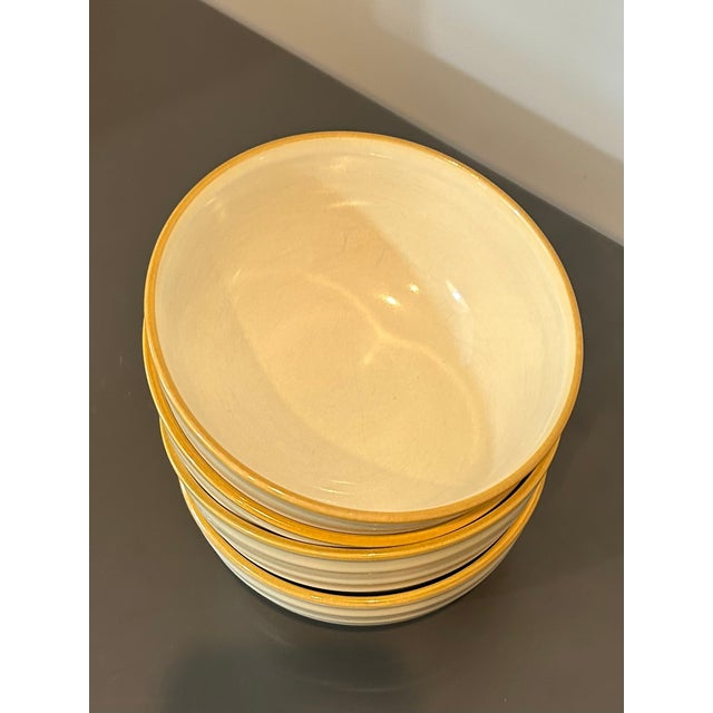Late 20th Century Vintage Mid-Century Modern Dansk Reactic Khaki Soup & Cereal Bowls Ribbed Stoneware - Set of 4 For Sale - Image 5 of 12