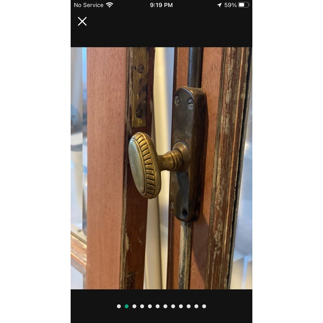 Antique Tall French Doors Beveled Glass With Fan Light Semi Circle Arch Window For Sale - Image 15 of 17