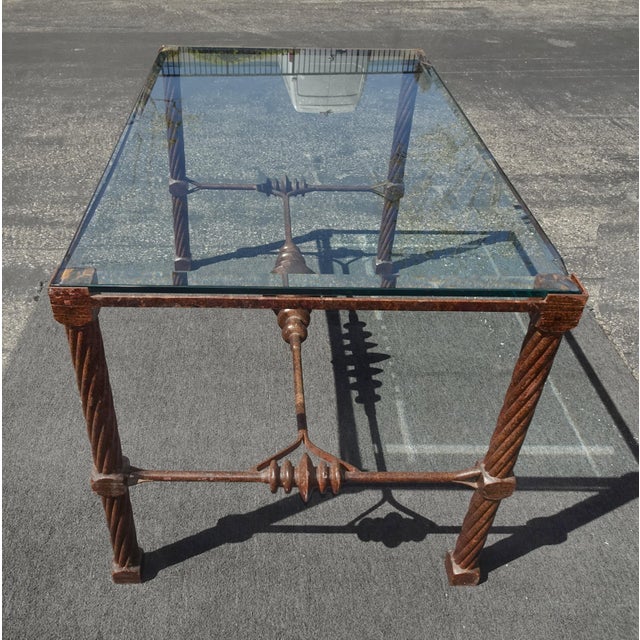 Gorgeous Table Desk in Good Vintage Condition. It is Solid and Firm, But the Glass at a corner has a large chip and the...