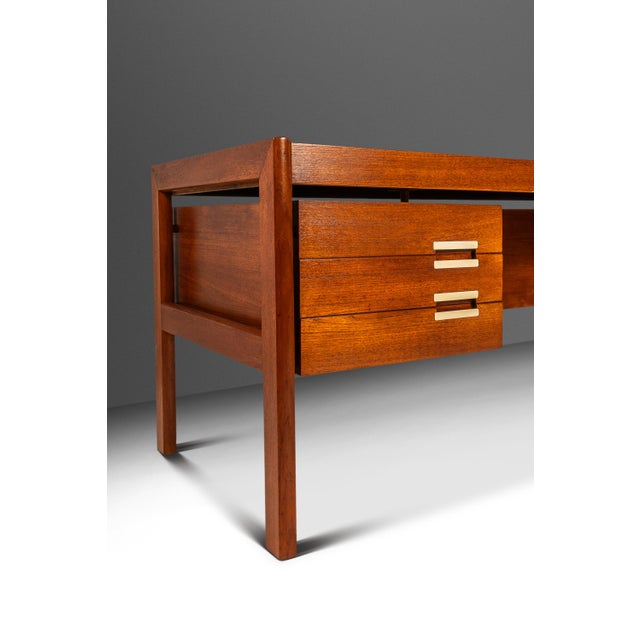 Danish Mid-Century Modern "Floating" Executive Desk in Teak by Dyrlund, Denmark, C. 1960s For Sale - Image 14 of 18