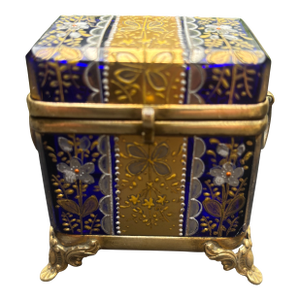 Gilt and Enameled Cobalt Blue Trinket Box