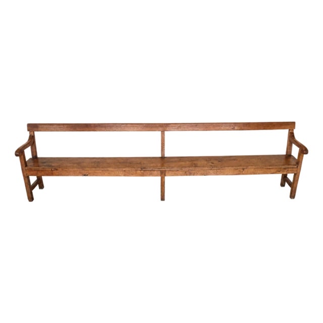 19th Century French Oak Open Arm Bench For Sale