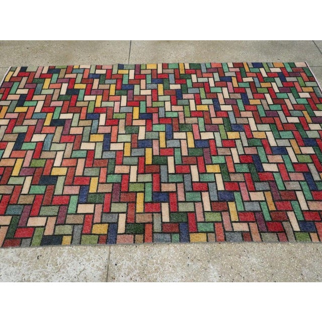 Textile Galerie Shabab Collection Colorful and Modern Mid-20th Century Handmade Turkish Anatolian Accent Rug For Sale - Image 7 of 10