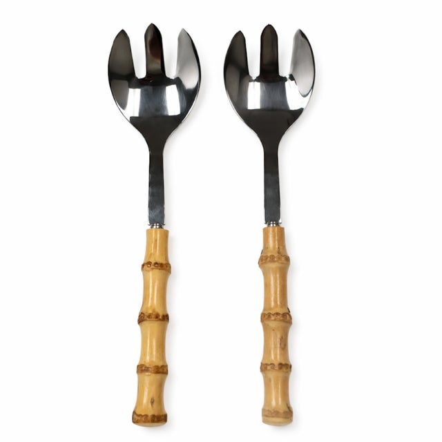 Bamboo Salad Server Set - a Pair For Sale