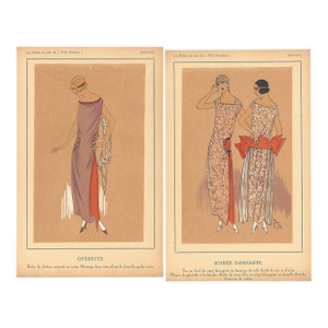 1922 Set of 2- French Art Deco Fashion Pochoirs