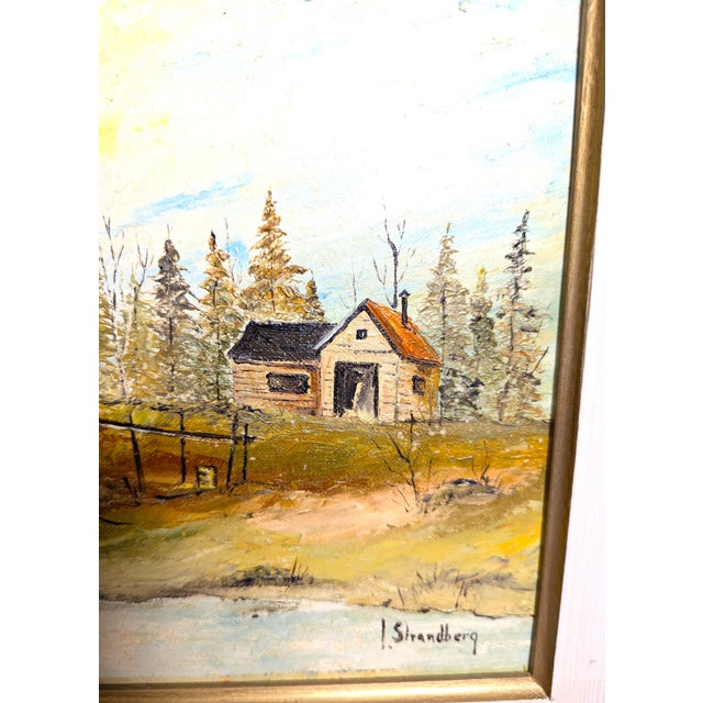 Brown Vintage Swedish Landscape Oil Painting by John Edmund Strandberg 1930s For Sale - Image 8 of 13