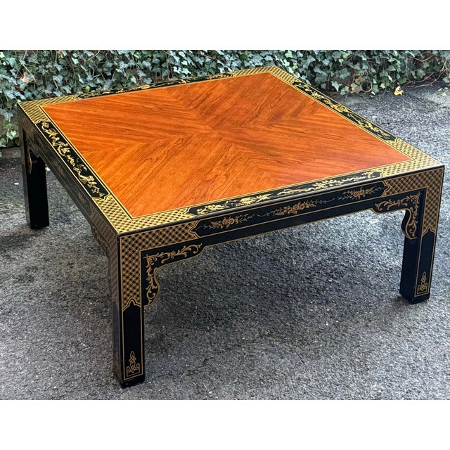 Chinoiserie Vintage Drexel Chinoiserie “Et Cetera” Paint Decorated Coffee Table For Sale - Image 3 of 11
