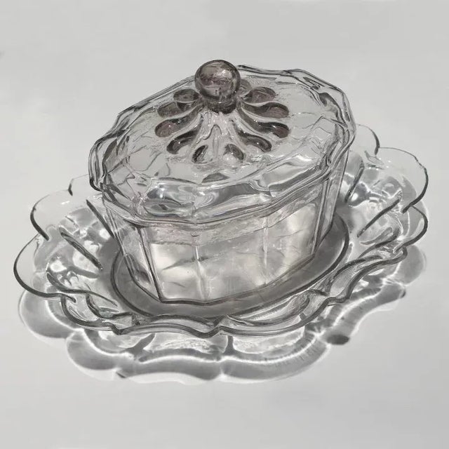 Antique 18th c. Anglo Irish cut glass covered tureen and under plate. Tureen measures 4 1/2" tall x 5" long x 3 3/4" front...