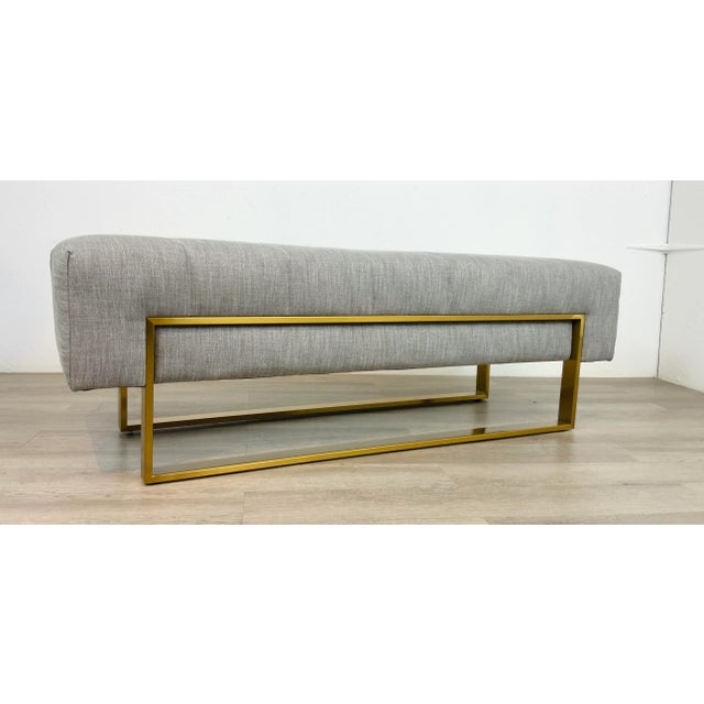 2020s Caracole Couture Modern Gray and Gold “Approach the Bench” Bench For Sale - Image 5 of 5