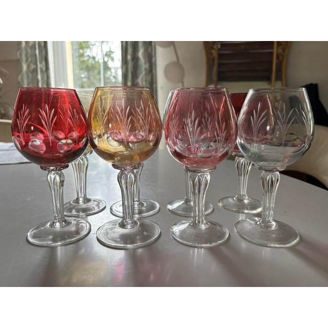 Vintage Colored Crystal Glasses, 1970s, Set of 8 For Sale - Image 4 of 11