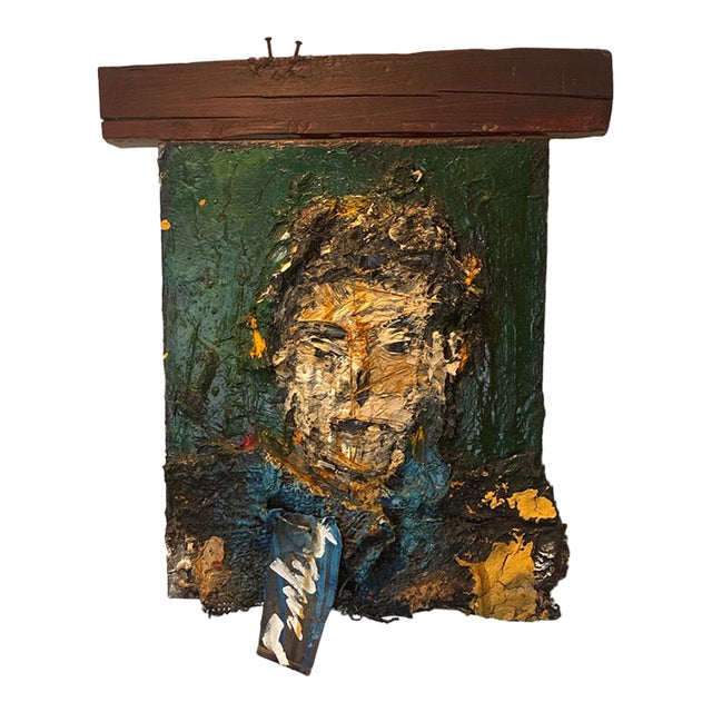Vladimir Prodanovich “True Love” 2009 Mixed Media Portrait Assemblage on Wood, Signed With Coa For Sale
