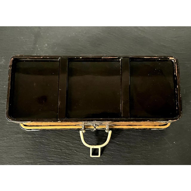 Japanese Antique Lacquer Maki-E Miniature Hasami-Bako with Copper Mounts For Sale - Image 9 of 18