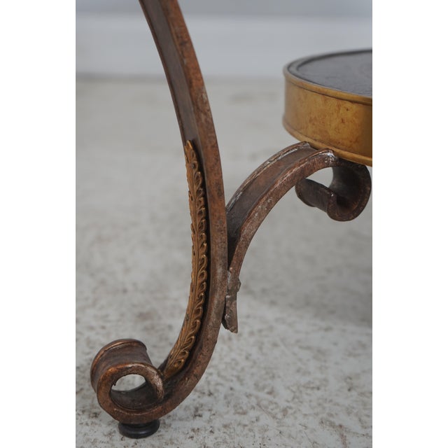 Metal Round French Empire Etched Bronze Top Gueridon Lamp Table For Sale - Image 7 of 12