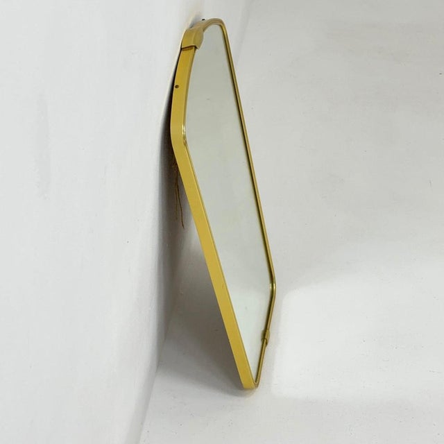 Mid-Century German Asymmetric Brass Wall Mirror, 1960s For Sale - Image 5 of 11