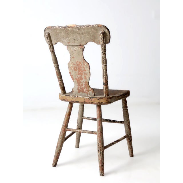 Antique Primitive Painted Farmhouse Side Chair For Sale - Image 13 of 16