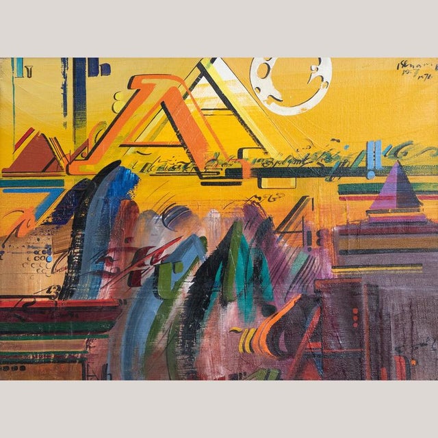 1970s Jaume Genovart, Abstract Calligraphic Composition, Oil Painting For Sale - Image 5 of 5