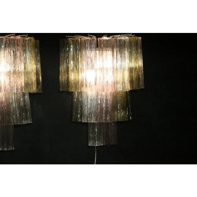 Pink, White, Yellow and Smoked Color Tronchi Wall Lights in the style of Venni, 2000s, Set of 2 For Sale - Image 10 of 13
