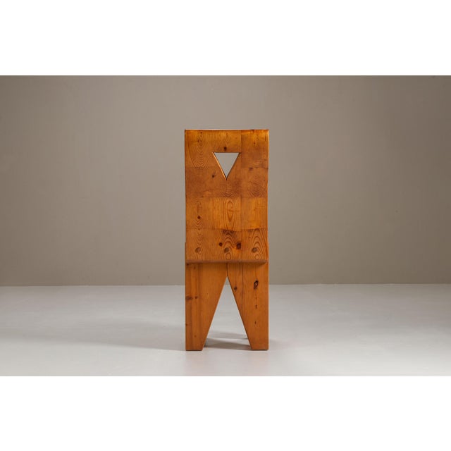 1980s Vintage Brutalist Pinewood Chairs, France, 1970s, Set of 2 For Sale - Image 5 of 11