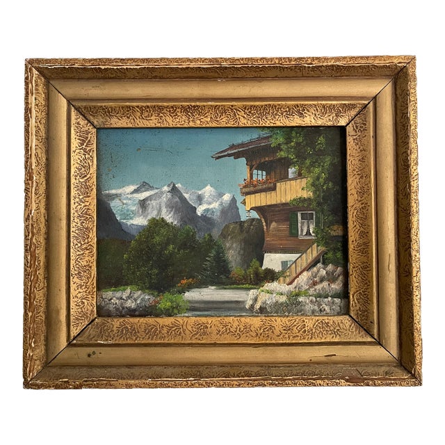 Antique Landscape Oil Painting of Hasliberg Swiss For Sale