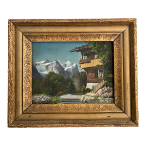 Antique Landscape Oil Painting of Hasliberg Swiss