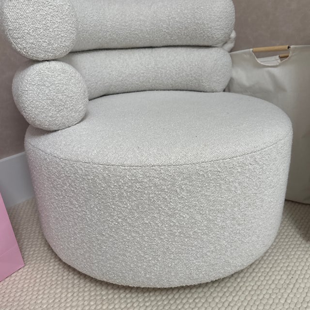 Ivory Modern Boucle Swivel Accent Chair For Sale - Image 8 of 12