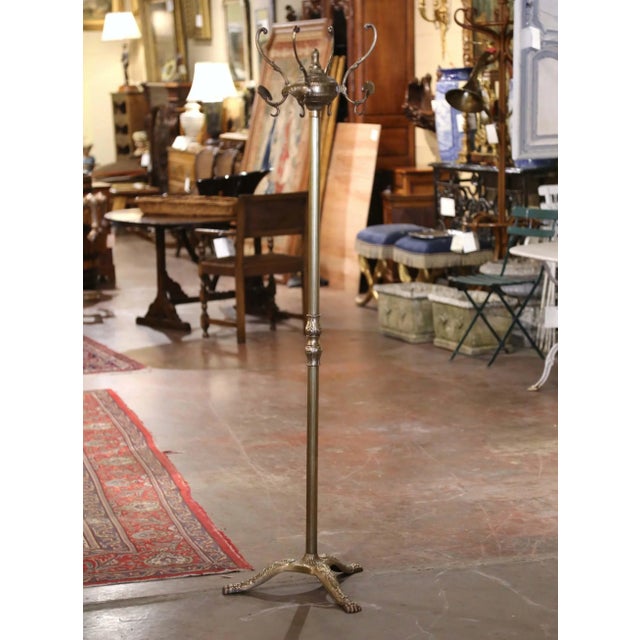 Early 20th Century Early 20th Century French Louis XVI Style Gilt Brass Swivel Hall Tree For Sale - Image 5 of 10