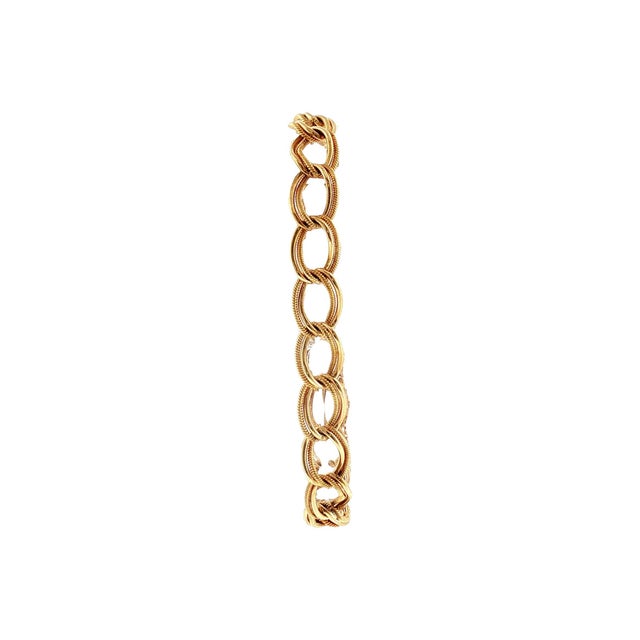 Contemporary Mid-Century 14kyg Double Texture Link Bracelet For Sale - Image 3 of 5