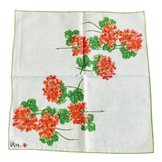 Vintage Vera Neumann Napkin Geranium Floral For Sale