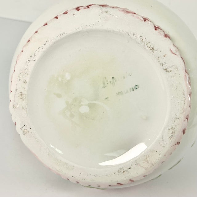 1970s Vintage Boho Chic Coastal English Garden Pomegranate and Raspberry Ceramic Pitcher. For Sale - Image 11 of 13