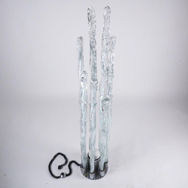 Floor Lamp Model E7T Excalibur in Transparent Glass and Stalactite Bedside Lamp by Ettore Fantasia for Sothis Murano, 1970s For Sale - Image 17 of 17