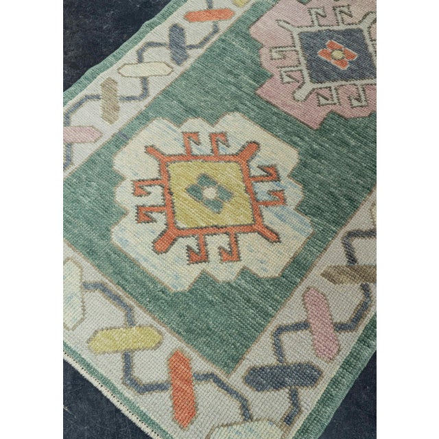 Contemporary Turkish Oushak Runner Rug 3'3" x 10'6" For Sale - Image 3 of 4