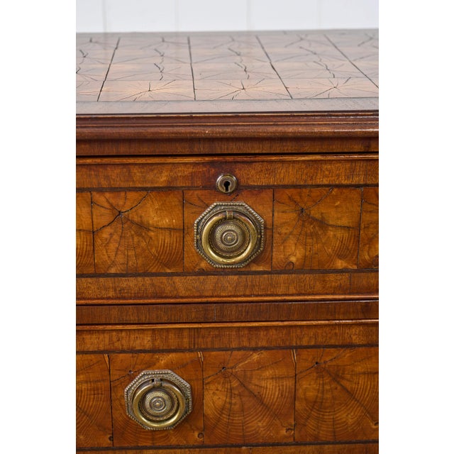 18th Century 18th Century Large English Oyster Cut Chest of Drawers on Bracket Feet For Sale - Image 5 of 10