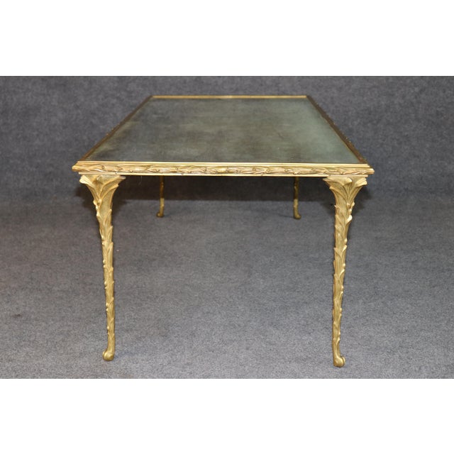 Maison Baguès 1950's Maison Bagues Bronze and Distressed Mirror Top Coffee Table For Sale - Image 4 of 12