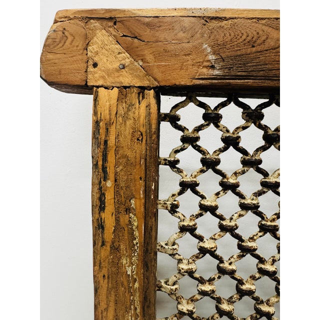 Vintage Wood and Metal Indian Jali Window For Sale - Image 4 of 7