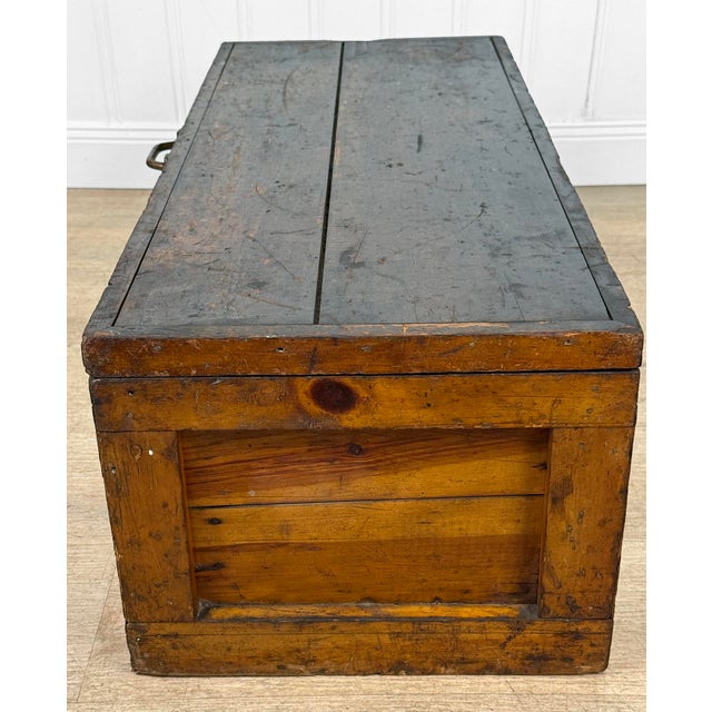 Antique Large Primitive Farmhouse Pine Storage Tool Chest For Sale - Image 14 of 14