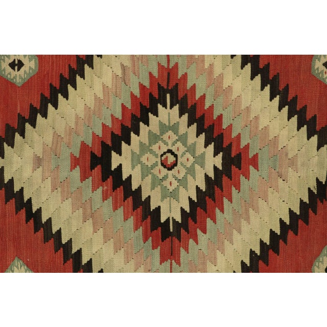 Traditional 1950s Vintage Tribal Kilim in Red, Beige-Brown, Geometric Medallion Patterns For Sale - Image 3 of 7