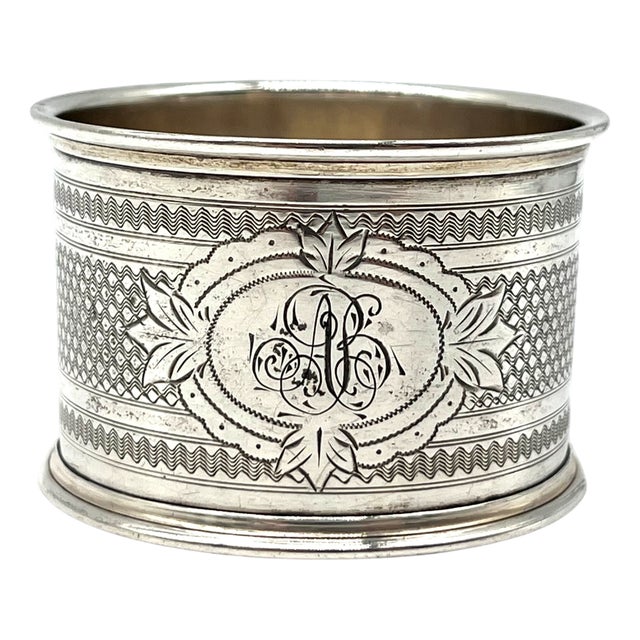Antique 19th Century 800 Silver Monogram Napkin Ring, Germany, 1890s For Sale