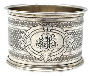 Antique 19th Century 800 Silver Monogram Napkin Ring, Germany, 1890s
