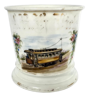 Antique Porcelain Occupational Mug: Trolley Conductor, Floral Design
