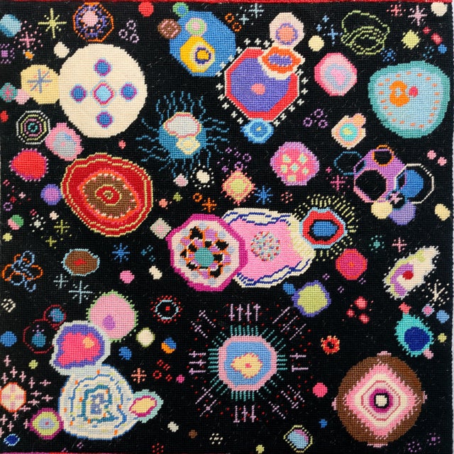 Custom Made "Cosmo Amuse" Velvet Pillow Cover, Original Design For Sale - Image 4 of 6