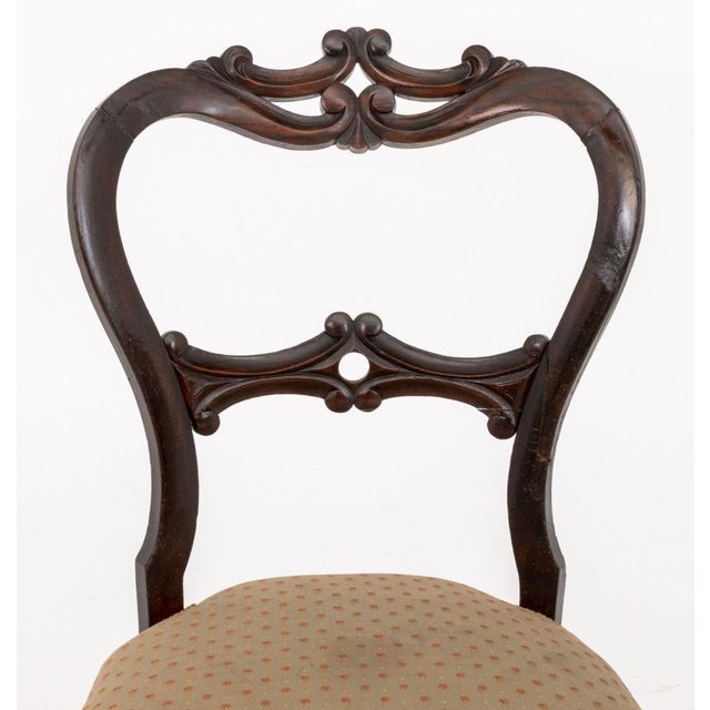 Victorian Silk Upholstered Walnut Side Chairs, 2 For Sale - Image 4 of 10