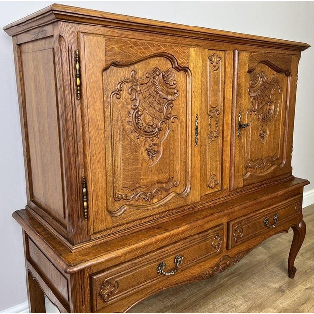 Vintage Louis XIV French Oak Sideboard For Sale - Image 4 of 14