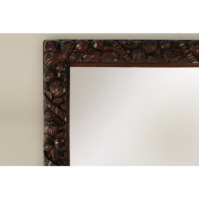 Large Baroque Hand Carved Oak Mirror, France, 1800s For Sale - Image 5 of 11