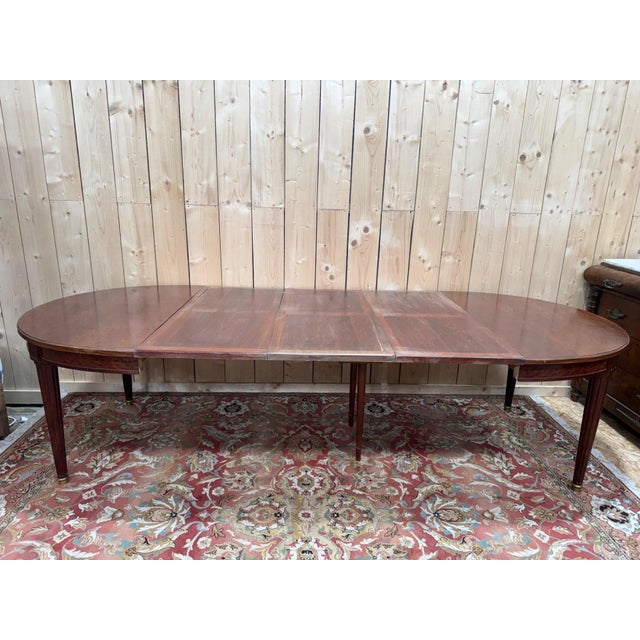 Metal Louis XVI Style Extendable Oval Table in Mottled Mahogany, 1950s For Sale - Image 7 of 13