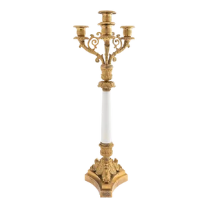 French Gilt Bronze & Opaline Glass Candelabra (1815)