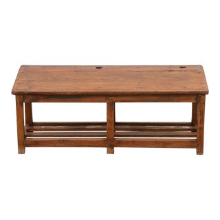 Rustic Colonial Teak School Bench For Sale