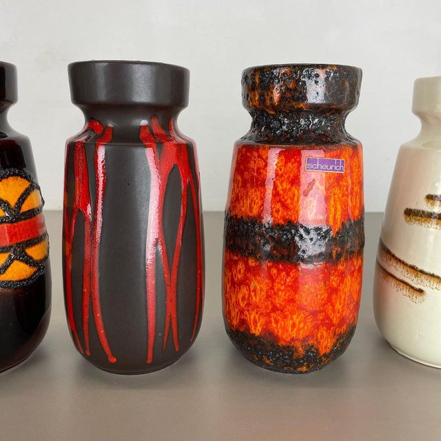 Vintage Fat Lava Pottery Vases from Scheurich, Germany, 1970s, Set of 4 For Sale - Image 10 of 18
