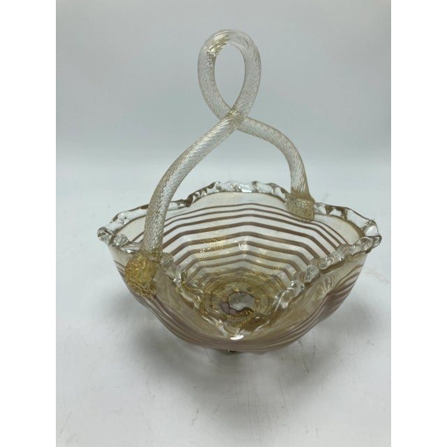 Vintage Venetian Glass Basket For Sale - Image 10 of 11