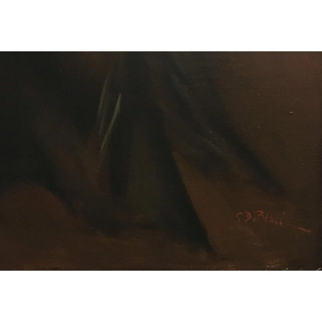 Lady in Black-in the Manner of G Bodini, Oil on Canvas, Framed For Sale - Image 7 of 8