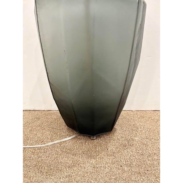 Organic Acid Etched Gray Glass Lamp For Sale - Image 4 of 6